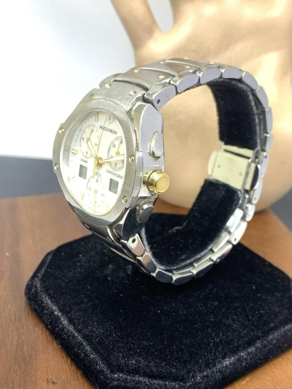 Bulova Accutron Men's Watch 28B74 Swiss Quartz Chronograph Two Tone Steel 37mm